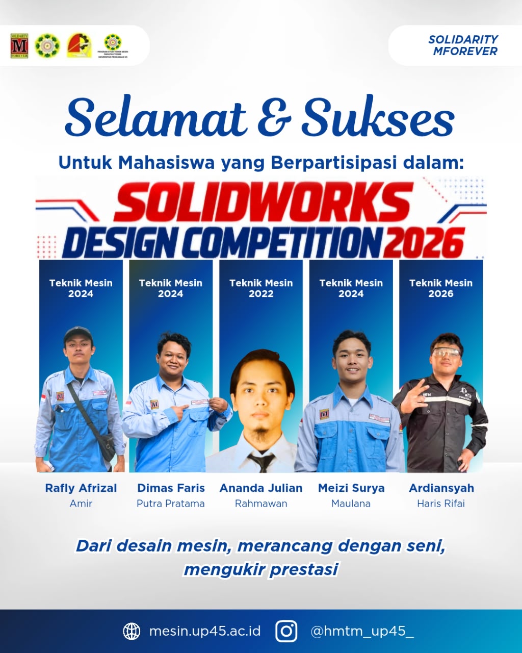 Mahasiswa Teknik Mesin Universitas Proklamasi 45 Berpartisipasi dalam SolidWorks Design Competition 2026